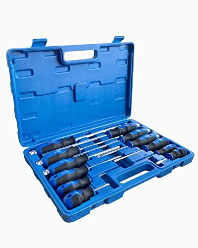 ROTATION 12pc Magnetic Screwdriver Set, 6 Phillip & 6 Flat - color: 12pc_silver Tip_gloss