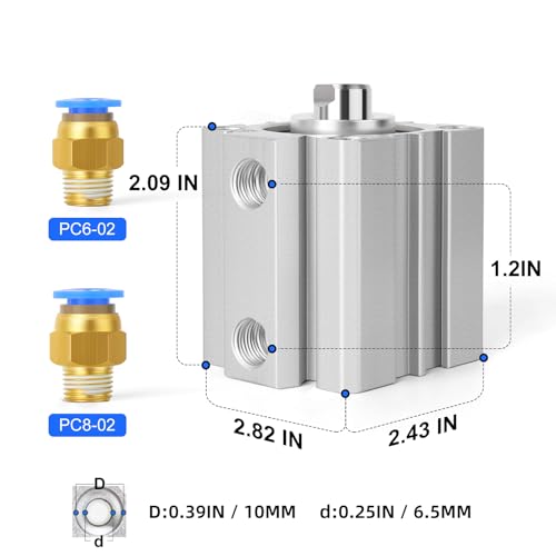 TAILONZ PNEUMATIC 50mm Bore 25mm Stroke Pneumatic Small Thin Cylinder Aluminum Pneumatic Air Cylinder SDA50-25 - size: Bore:50mm Stroke:25MM