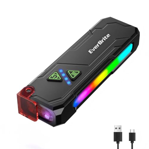 EverBrite Flat Rechargeable EDC Flashlight with RGB/UV Light for Home - color: Black