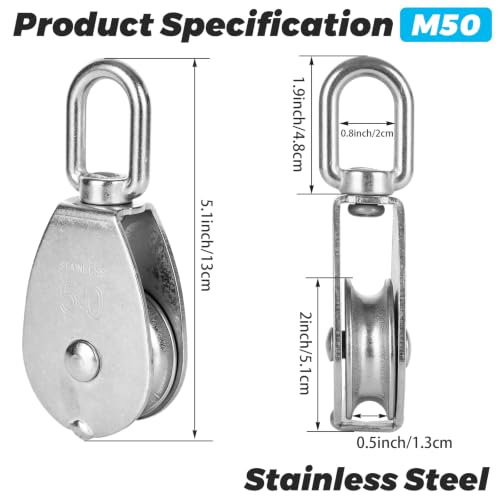 STARVAST 3Pcs M50 Lifting Single Pulley Loading 880 lbs - size: M50-3PCS