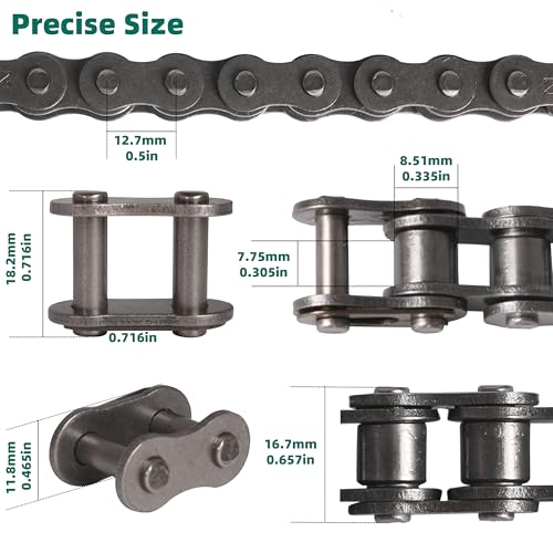 #08B Roller Chain 20 Feet 428 Carbon Steel Chains with 5 Connecting