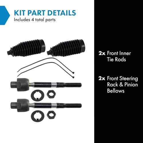 TRQ Front Steering Kit Steering Rack & Pinion Bellow Tie Rod - style: PSA27295
