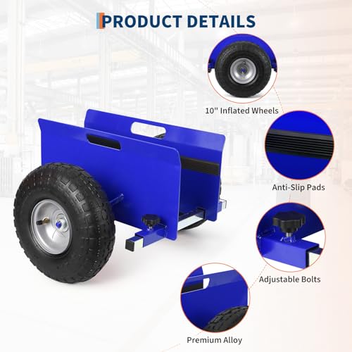 600 LBS Panel Dolly, Adjustable Drywall Dolly with 10" Tires, Door Dollies - size: Blue-2 PCS