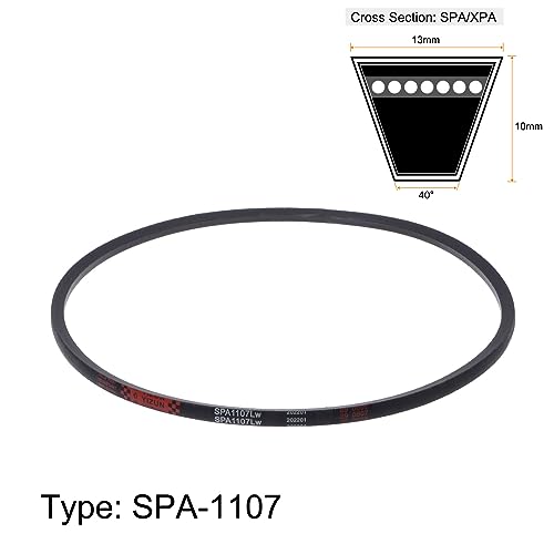 HARFINGTON SPA-1107 V-Belts Drive Belt 1107mm Pitch Girth 13mm Width 10mm Height Rubber for Power Transmission - size: 1107mm