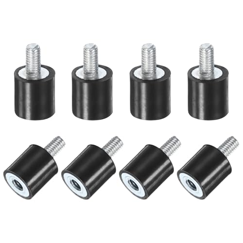 M METERXITY 8-Pack Rubber Mounts D8mmxH8mm Male/Female Vibration Isolators Cylindrical Shock Absorber W M3 x 6mm Studs for Air Compressor/Car/Pump/Boat/Garage Motor/Bobbins Rubber Isolators - size: M3 x 6mm, 8mm x 8mm