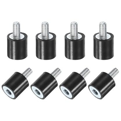 M METERXITY 8-Pack Rubber Mounts D8mmxH8mm Male/Female Vibration Isolators Cylindrical Shock Absorber W M3 x 6mm Studs for Air Compressor/Car/Pump/Boat/Garage Motor/Bobbins Rubber Isolators - size: M3 x 6mm, 8mm x 8mm