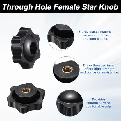 HARFINGTON Star Knobs M6 x 70mm Male + M6 Female Thread 38mm Head 2 Set - size: M6 x 70mm + M6 x 38mm