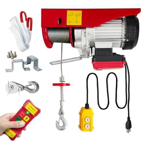 Electric Hoist 2 in 1,1760lbs Electric Hoist Winch with 98ft Wireless Control&Wired Remote Control,110v Electric Hoist 59ft/29.5ft Lifting Height for Garage Warehouse Factory,Single/Double Slings - color: 1760lbs 2 in 1 Electric Hoist