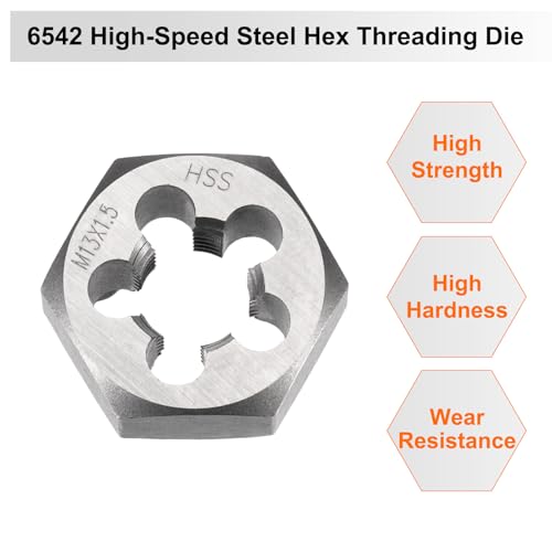 HARFINGTON Hex Threading Die M13 x 1.5 Metric Thread Right Hand High Speed Steel Rethreading Fixed Die Screw Cutting Tapping Repair Tool - size: M13 x 1.5