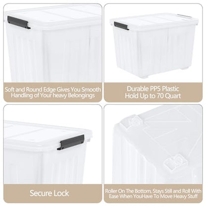 Zopnny 4-Pack 70 Qt Wheeled Storage Bins with Lids, Large Storage Container - size: 70 Quart