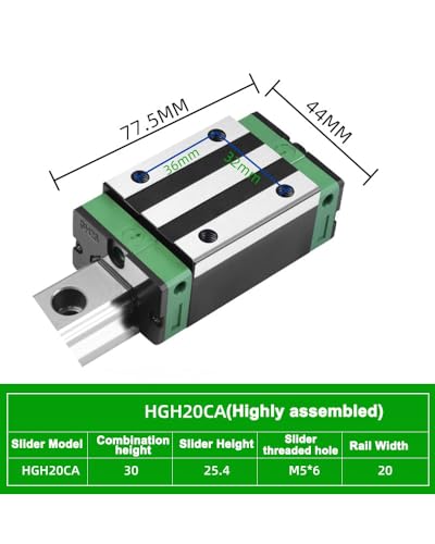 HGH20CA Linear Slider Bearing, 2pcs HGH20CA Square Bearing Slider Block, for HG20 High Assembly CNC Linear Guide for CNC Machines. - size: HGH20CA, style: Standard slider