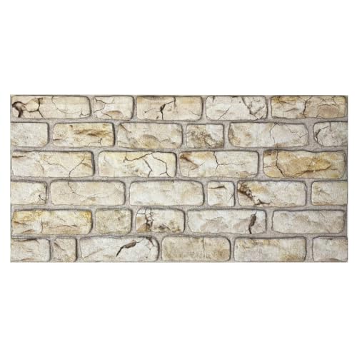 K&B Panels 3D Wall Panel, Realistic Rustic Brick Effect Styrofoam Wall Panelling, Lightweight, Easy to Install, Dual Insulation to Reduce Acoustic Noise, Indoor & Outdoor (Beige) (1 Panel) - color: Rustic Mediterranean Ivory, size: Single Panel