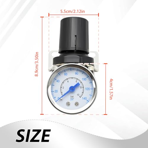 Low Pressure Air Regulator, Air Compressor Pressure Regulator With Bracket and Gauge Female Thread 1/4 NPT Adjustable AR2000-N02 (0-40 PSI), Replace for Pneumatic Cylinder Badger Airbrush