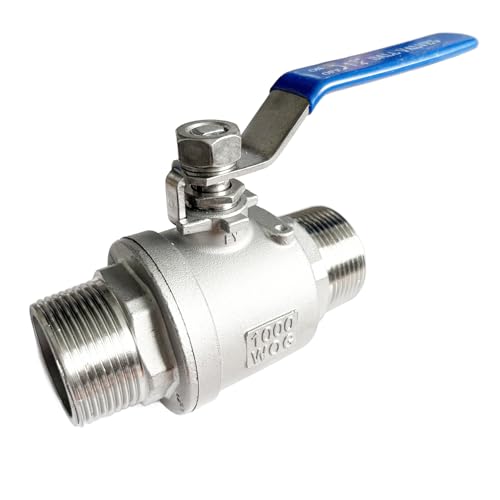 1-1/4 inch Male to Male Thread Ball Valve 304 Stainless Steel Full Port NPT Thread Ball Valves WOG1000 - size: 1-1/4 inch