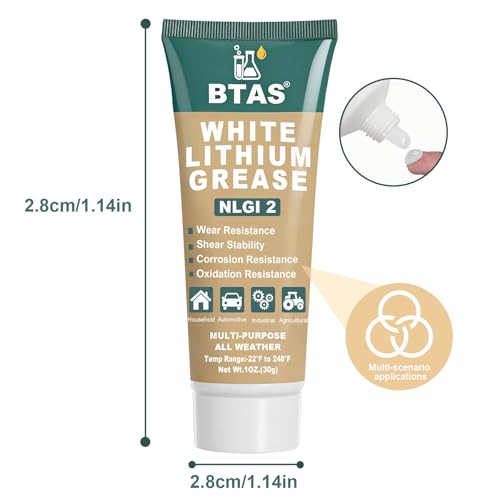 BTAS White Lithium Grease Lubricant for Garage Door, Track Rail, Roller 1oz - size: 1 oz
