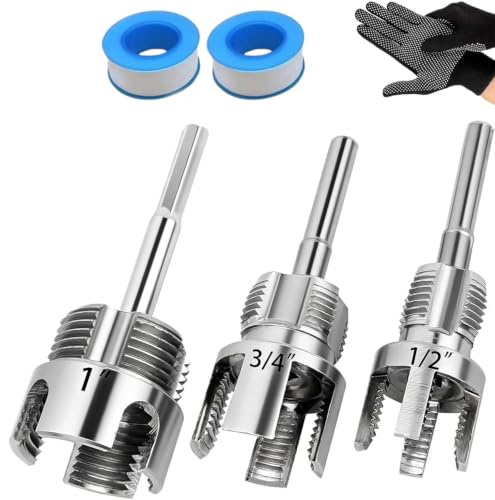 3PCS Internal & External Pipe Threading Tool Set,Drill Compatible