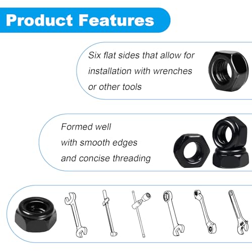 25Pcs 5/16"-18 Nylon Insert Hex Lock Nuts Self-Locking Nut - size: 5/16"-18; 25pcs
