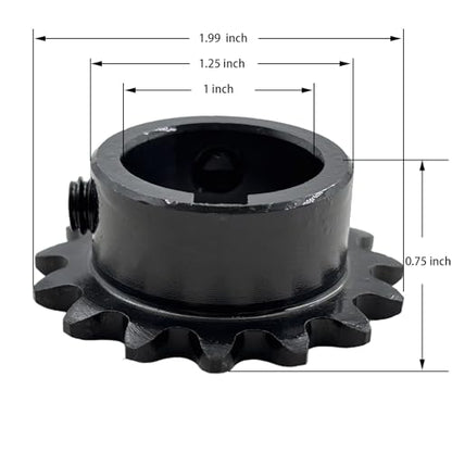 #35 Roller Chain Sprocket Type B 1 inch Bore 15 Tooth, Hardened Antirust 1045 Steel Drive Sprockets 35B15-1