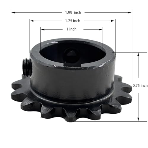 #35 Roller Chain Sprocket Type B 1 inch Bore 15 Tooth, Hardened Antirust 1045 Steel Drive Sprockets 35B15-1