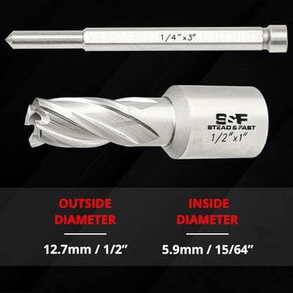 S&F STEAD & FAST Annular Cutter Set 2 Pcs, 1/2" x 1" DOC, Mag Drill Bits - style: 2P-1_2x1