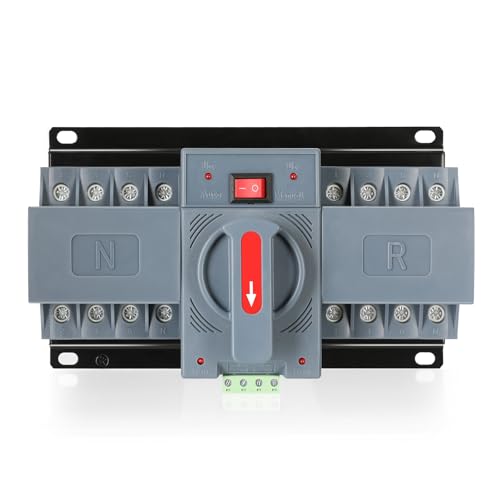 63Amp 110V AC Automatic/Manual Transfer Switch, ATS 4P Dual Power Changeover Electrical Switch, Solar Back Up Power Auto Selector Overvoltage, Undervoltage 50/60Hz CE Certified - size: ATS 63A 4P 110V AC