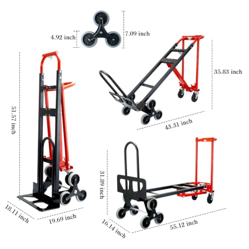 4 in 1 Convertible Hand Truck Dolly Cart with Wheels Red - color: Red