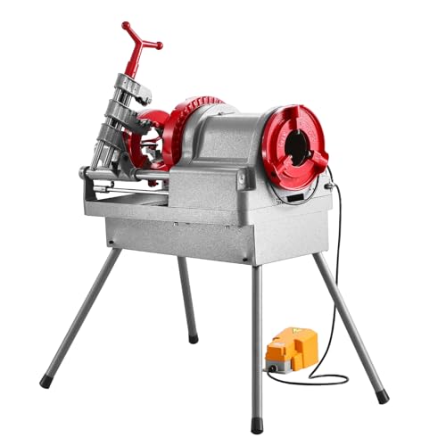 VEVOR Electric Pipe Threader Machine, 900W 2-Speed Threading Cutting Machine, 1/2 to 4 inch Pipes Threading Cutter Tool with Foot Pedal for Plumbing, Automotive Repairs, Metalworking - size: 1/2" - 4"