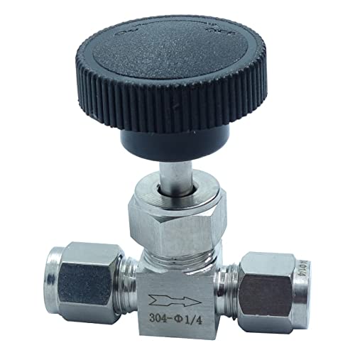 Stainless Steel 304 Instrument Gas Needle Valve 1/4inchTube OD Double Ferrule Compression Fitting 1000 Psi SS304 1/4inch OD - size: SS304 1/4" OD