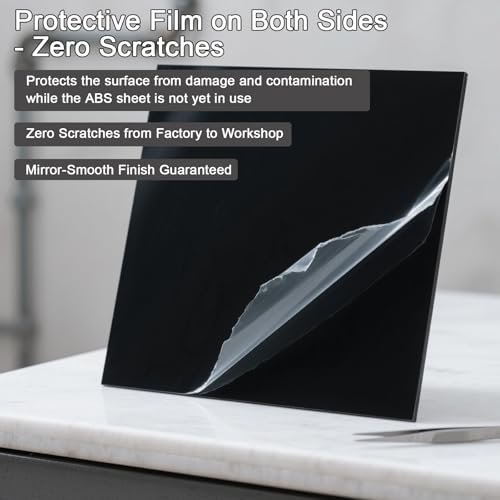 ABS Plastic Sheet 1/8 Inch Thick - 3PACK 12" x 12" Black Rigid ABS Board Impact Resistant Heat Moldable ABS Plastic Panel for Industrial DIY Projects, Home Decor, Handicrafts - (Frosted & Smooth) - size: 12x12x1/8 inch