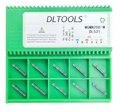 DLTOOLS Industrial MGMN200 PVD Coated(Black&Grey) CNC Grooving Carbide Inserts Cutting Tools for Steel,10pcs - size: DL-MGMN200, style: PVD Coated(black&grey)