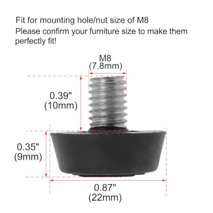 uxcell Metric M8 x 1.25 Furniture Glide Leveling Feet Adjustable Leveler Floor Protector for Table Desk Cabinet Leg 32 Pack - size: M8 x 10 x 22mm (Pack of 4)