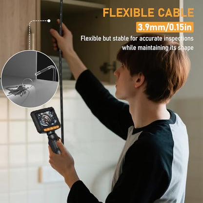 3.9mm Two-Way Articulating Borescope, Endoscope Camera with Light