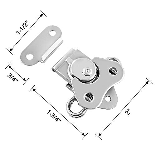 QWORK Compact Stainless Steel Catch Latch 2"x1.5" – 4 Pack Secure Closure for Flight Cases, Tool Boxes & Gear Cases