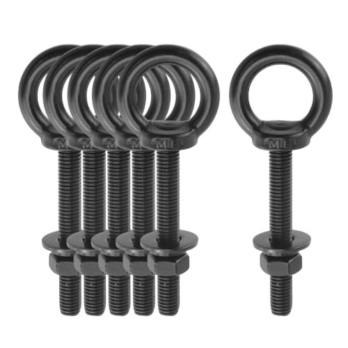 Antrader Lifting Shoulder Eye Bolts,M8 Eye Bolt,M8 x 60mm,Black,6 Sets - size: M8 x 60mm