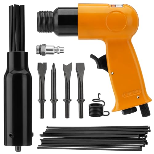 2 in 1 Air Hammer Kit, Air Needle Scaler with 4PCS Pneumatic Chisel Kit, 4500 BPM Pneumatic Tools with 38PCS Replacement Flat-head Descaling Needles