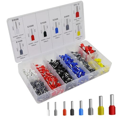 Fidioto 800pcs Wire Ferrules Terminals Kit, AWG 22-8 Terminal Connector Wire Insulated Cord Pin Ends Terminals for Electric, Industrial, Power Control System, etc. - size: 800pcs + Ferrules Only