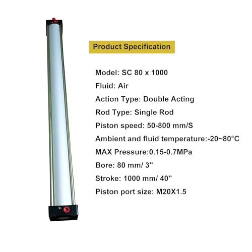Air Cylinder Pneumatic Cylinder Aluminum Alloy Double Acting Single Rod Bore 3 inch Magnetic Stroke 40 inch