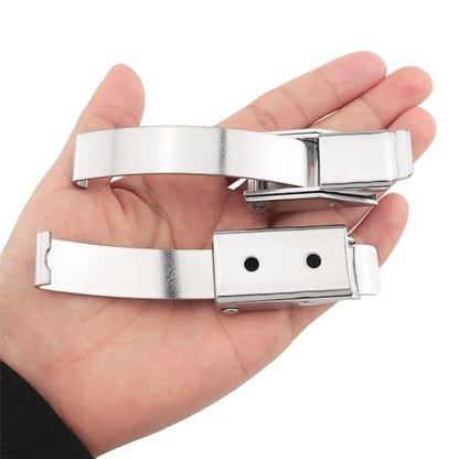 2PCS Large 304 Stainless Steel Draw Toggle Latch Spring Toggle Lock Buckle Spring-Steel Hook with Screws - size: L(98mm)