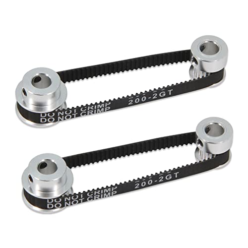 2Kit 2GT Synchronous Wheel 20&30 Teeth 8mm Bore Aluminum Timing Pulley with 2pcs Length 200mm Width 6mm Belt (20-30T-8B-6) - size: 20-30T-8B-6