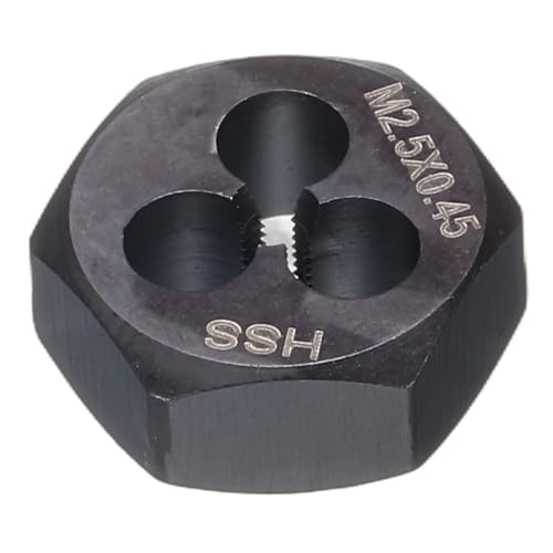 HARFINGTON Hex Threading Die M2.5 x 0.45 Metric Thread Right Hand High Speed Steel Rethreading Fixed Die Screw Cutting Tapping Repair Tool - size: M2.5 x 0.45
