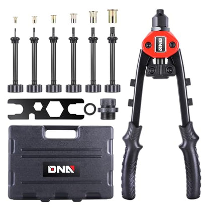 DNA MOTORING 2 in 1 12" Rivet Gun, Wrench, SAE Mandrels & Metric Rivet Nut Tool Set, 60pcs Rivet Nut Head, Rivet Gun Kit for Riveting Decoration Metal Plates, W/Case, TOOLS-00564 - style: 60pcs 12in