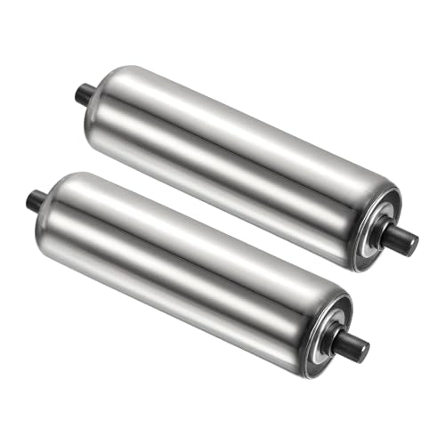 PATIKIL Conveyor Roller 3.5" Diameter 10" Length, 2 Pack Stainless Steel Transmission Replacement Part Galvanized End, Silver - size: 5"x10"