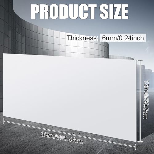 Threehoney 1 Pcs 1/4" Thick 12 x 36 Inch White HDPE Plastic Sheet - color: White, size: 12 x 36 Inch