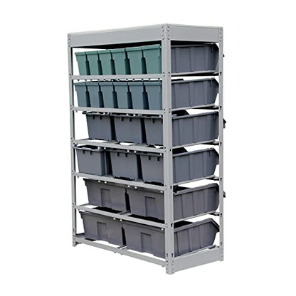 King's Rack Bin Rack Storage System Heavy Duty Steel Rack Organizer Shelving Unit w/ 22 Plastic Bins in 6 tiers - size: 6 Tiers - 22 Bins