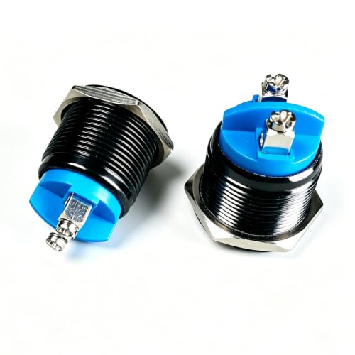Gebildet 2pcs 22mm 3A/12V 24V 36 DC 110V 250VAC 1NO SPST Momentary Push Button Switch IP65 waterproof Aluminium Alloy Shell Screw Terminal (Black Shell) - color: Black shell