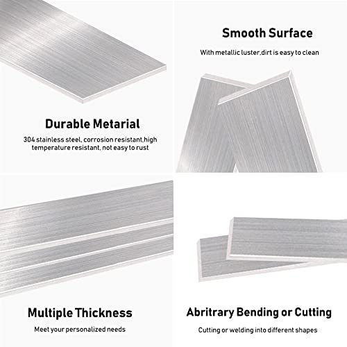 304 Stainless Steel Flat Bar, 14 Gauge(2mm) × 1" × 10", 1Pcs, Brushed Finsh Steel Sheet, One-Sided Film Steel Plate for Industry Machinery DIY Engineering Home Decoration - size: 14 Gauge, style: 1" W × 10" L