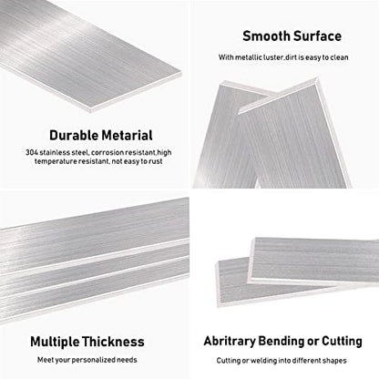 304 Stainless Steel Flat Bar, 14 Gauge(2mm) × 1" × 10", 1Pcs, Brushed Finsh Steel Sheet, One-Sided Film Steel Plate for Industry Machinery DIY Engineering Home Decoration - size: 14 Gauge, style: 1" W × 10" L