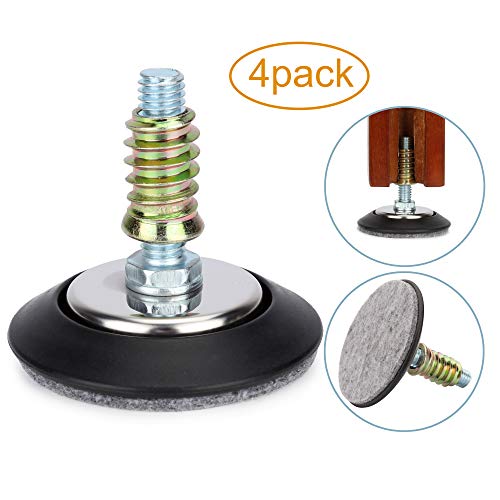 Adjustable Leveling Feet 3/8"-16 Thread with Felt Pads 4PK