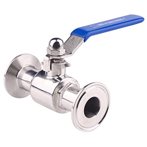 DERNORD 1.5" Tri-Clamp Ball Valve Stainless Steel 304,PTFE Lined. (1 inch Tube OD) - size: 1 inch Tube OD