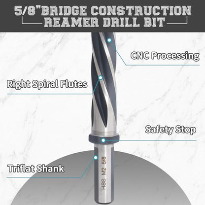 5/8" Durable Reamer Drill Bit M2 HSS - size: 5/8"